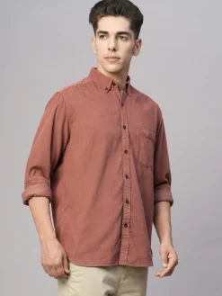 Women Cottonworld Solid | Solid^Men's 100% Cotton Corduroy Regular Fit Long Sleeved Shirt