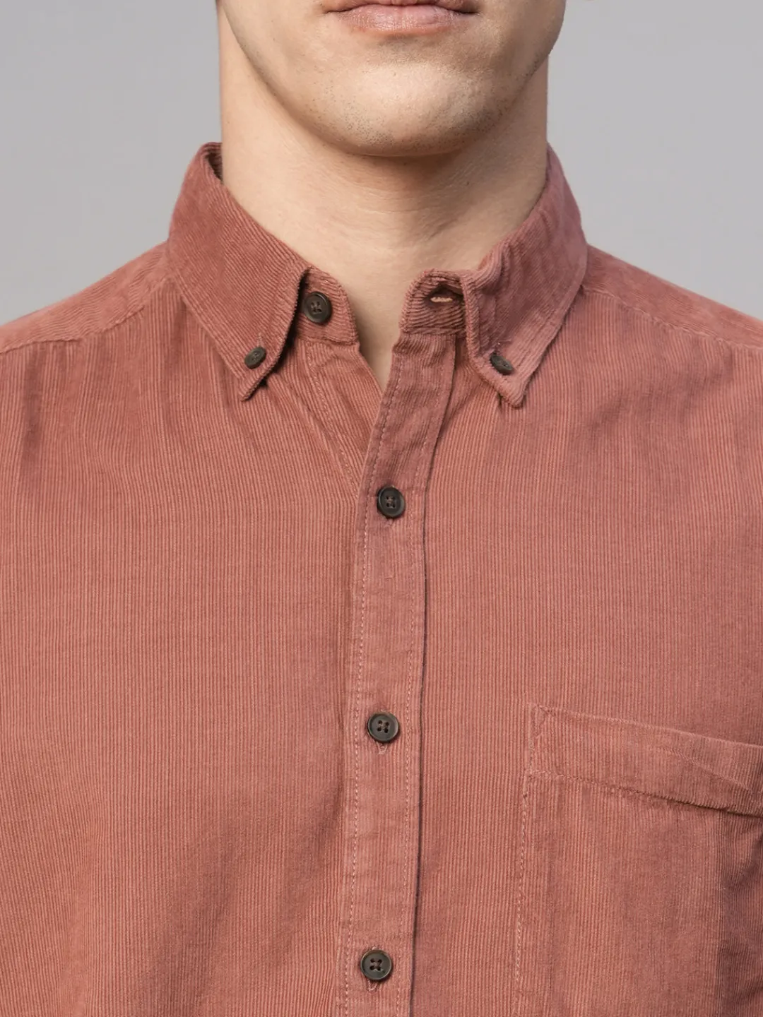 Women Cottonworld Solid | Solid^Men's 100% Cotton Corduroy Regular Fit Long Sleeved Shirt