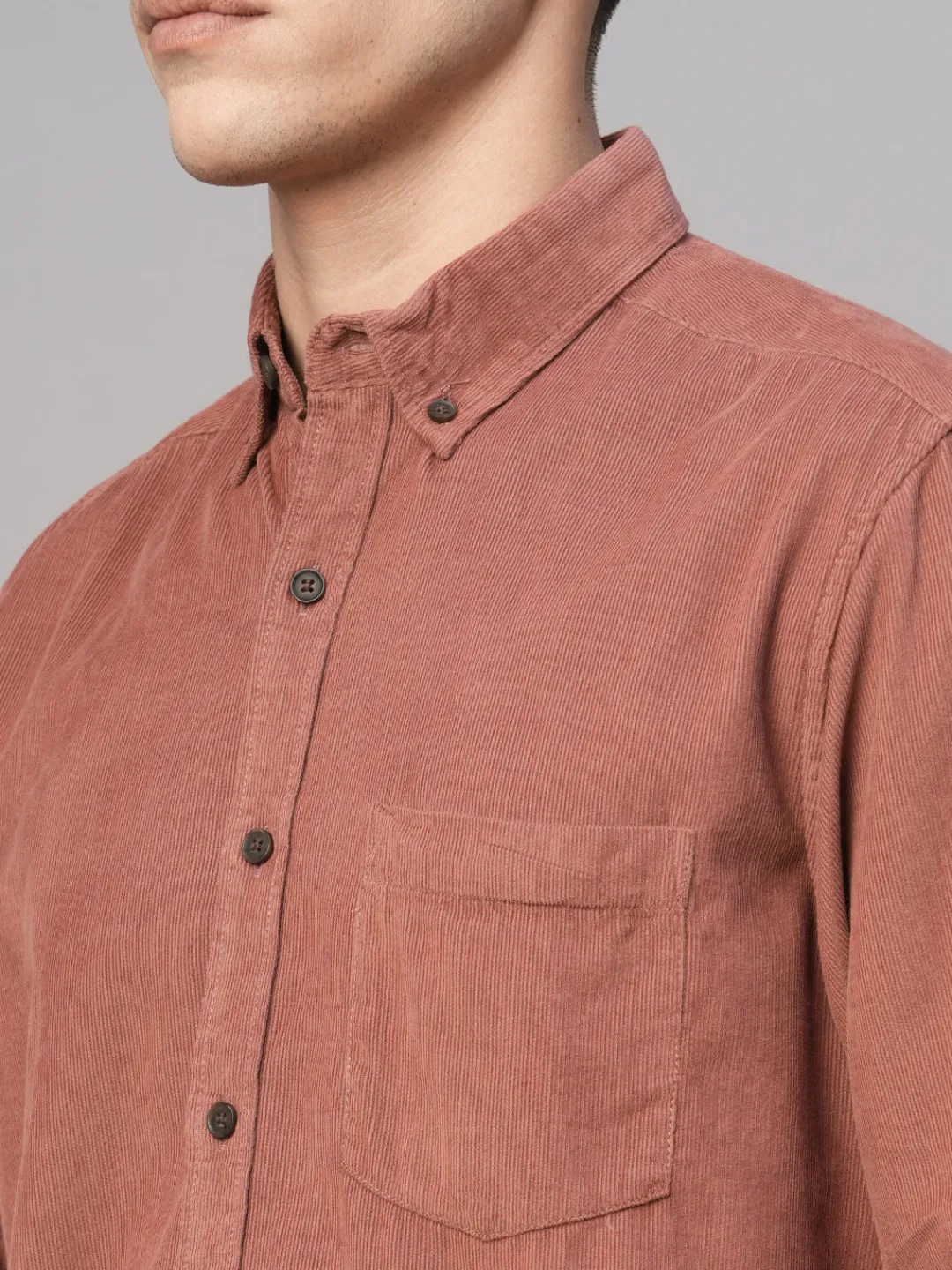 Women Cottonworld Solid | Solid^Men's 100% Cotton Corduroy Regular Fit Long Sleeved Shirt