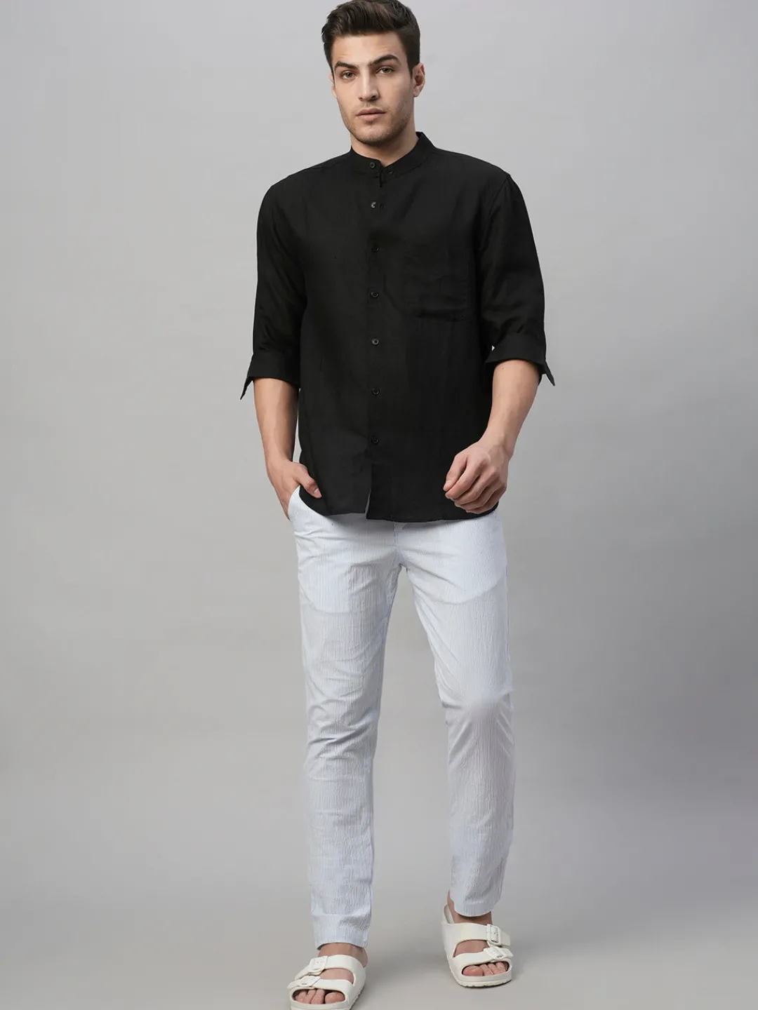 Cottonworld Slim Fit | Casual^Men's 100% Cotton Seer Sucker Blue Slim Fit Pants