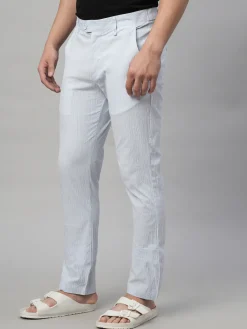 Cottonworld Slim Fit | Casual^Men's 100% Cotton Seer Sucker Blue Slim Fit Pants