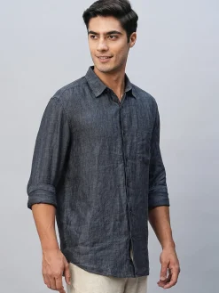 Women Cottonworld 100% Linen Shirts | 100% Linen Shirts^Men's 100% Linen Regular Fit Long Sleeved Shirt