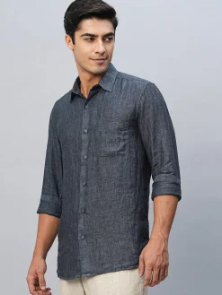 Women Cottonworld 100% Linen Shirts | 100% Linen Shirts^Men's 100% Linen Regular Fit Long Sleeved Shirt
