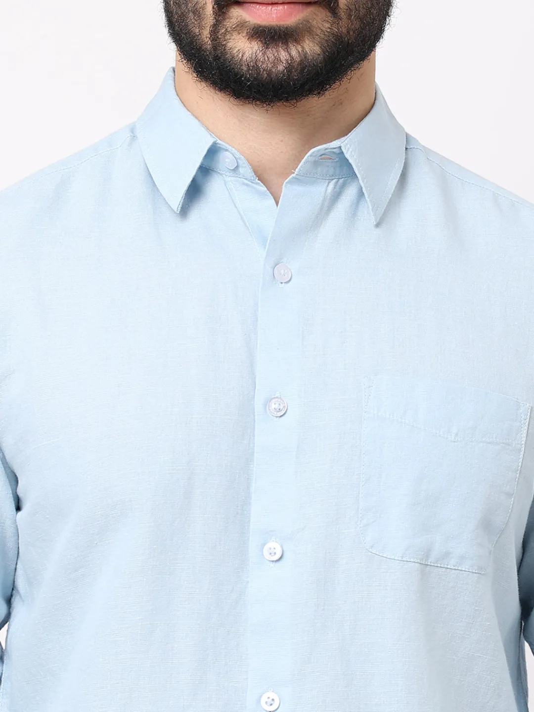 Women Cottonworld 100% Linen Shirts | 100% Linen Shirts^Men's 100% Linen Blue Regular Fit Striped Shirt