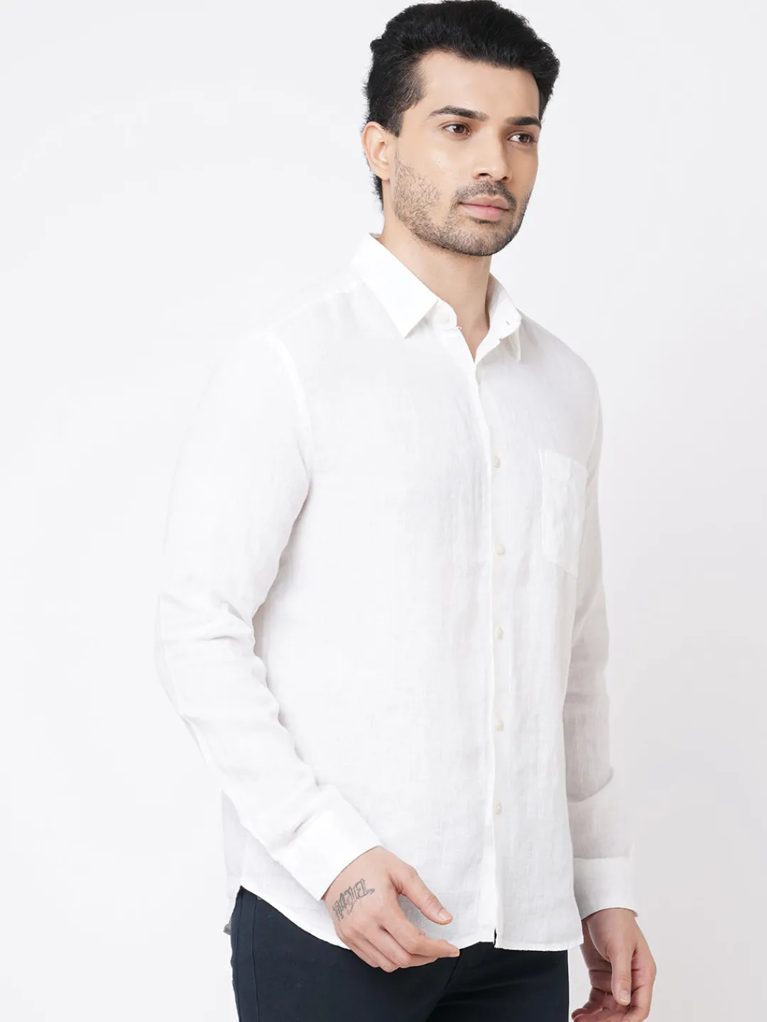 Women Cottonworld 100% Linen Shirts | 100% Linen Shirts^Men's 100% Linen Regular Fit Long Sleeved Shirt