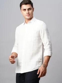 Women Cottonworld 100% Linen Shirts | 100% Linen Shirts^Men's 100% Linen Regular Fit Long Sleeved Checked Shirt