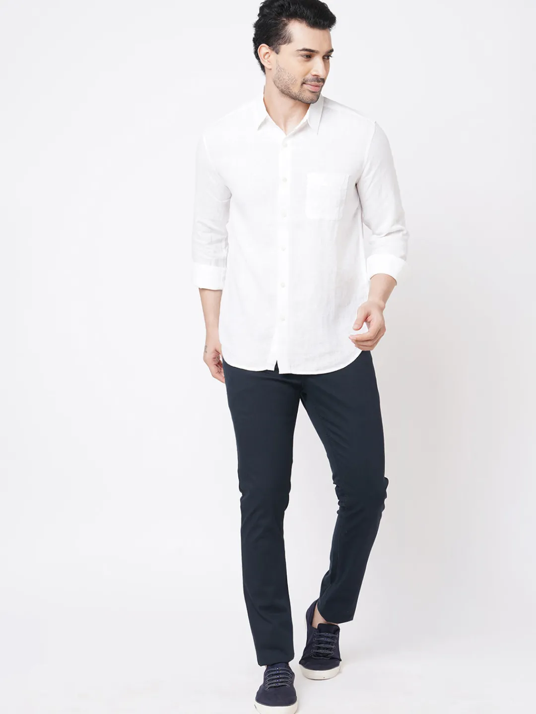 Women Cottonworld 100% Linen Shirts | 100% Linen Shirts^Men's 100% Linen Regular Fit Long Sleeved Shirt