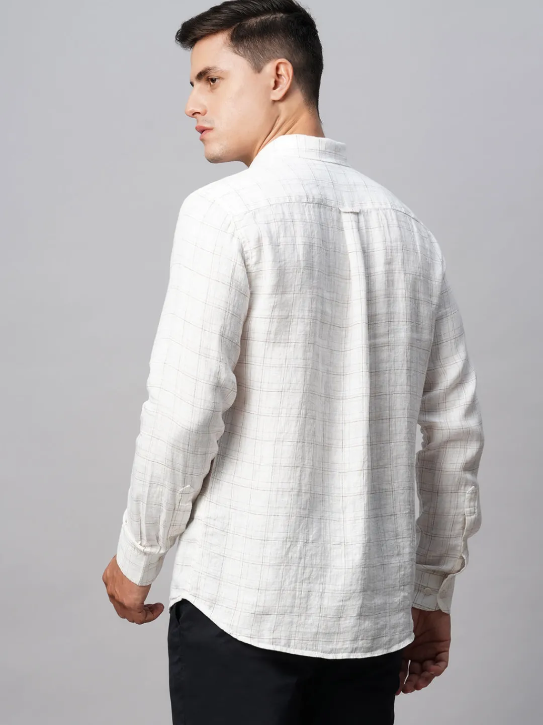 Women Cottonworld 100% Linen Shirts | 100% Linen Shirts^Men's 100% Linen Regular Fit Long Sleeved Checked Shirt