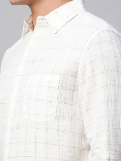 Women Cottonworld 100% Linen Shirts | 100% Linen Shirts^Men's 100% Linen Regular Fit Long Sleeved Checked Shirt