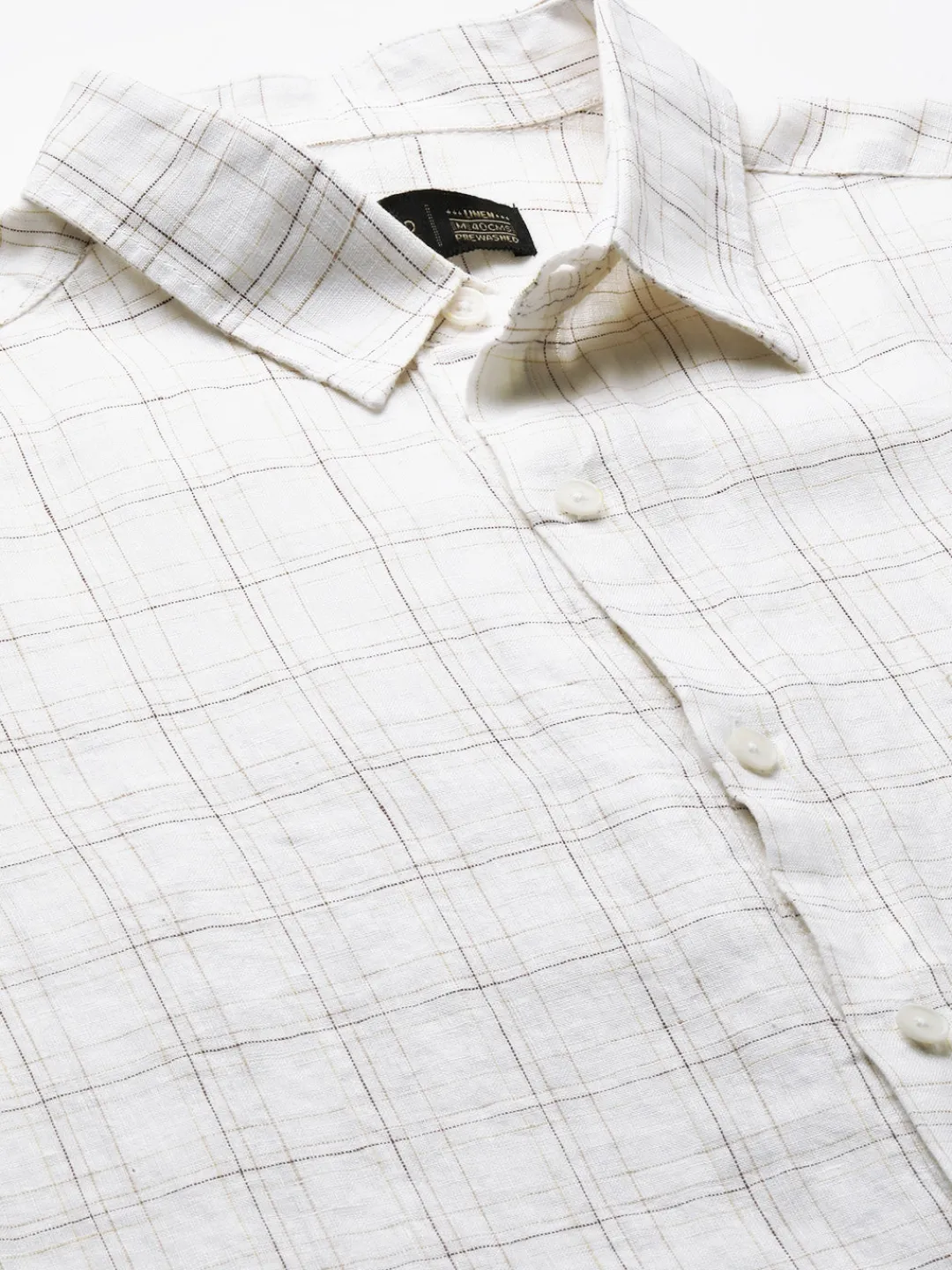 Women Cottonworld 100% Linen Shirts | 100% Linen Shirts^Men's 100% Linen Regular Fit Long Sleeved Checked Shirt