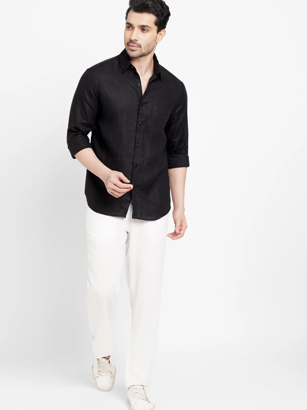 Women Cottonworld 100% Linen Shirts | 100% Linen Shirts^Men's 100% Linen Regular Fit Shirt