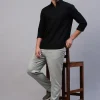 Women Cottonworld 100% Linen Shirts | 100% Linen Shirts^Men's 100% Linen Regular Fit Kurta Shirt