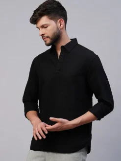 Women Cottonworld 100% Linen Shirts | 100% Linen Shirts^Men's 100% Linen Regular Fit Kurta Shirt