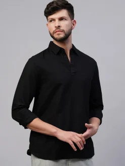 Women Cottonworld 100% Linen Shirts | 100% Linen Shirts^Men's 100% Linen Regular Fit Kurta Shirt