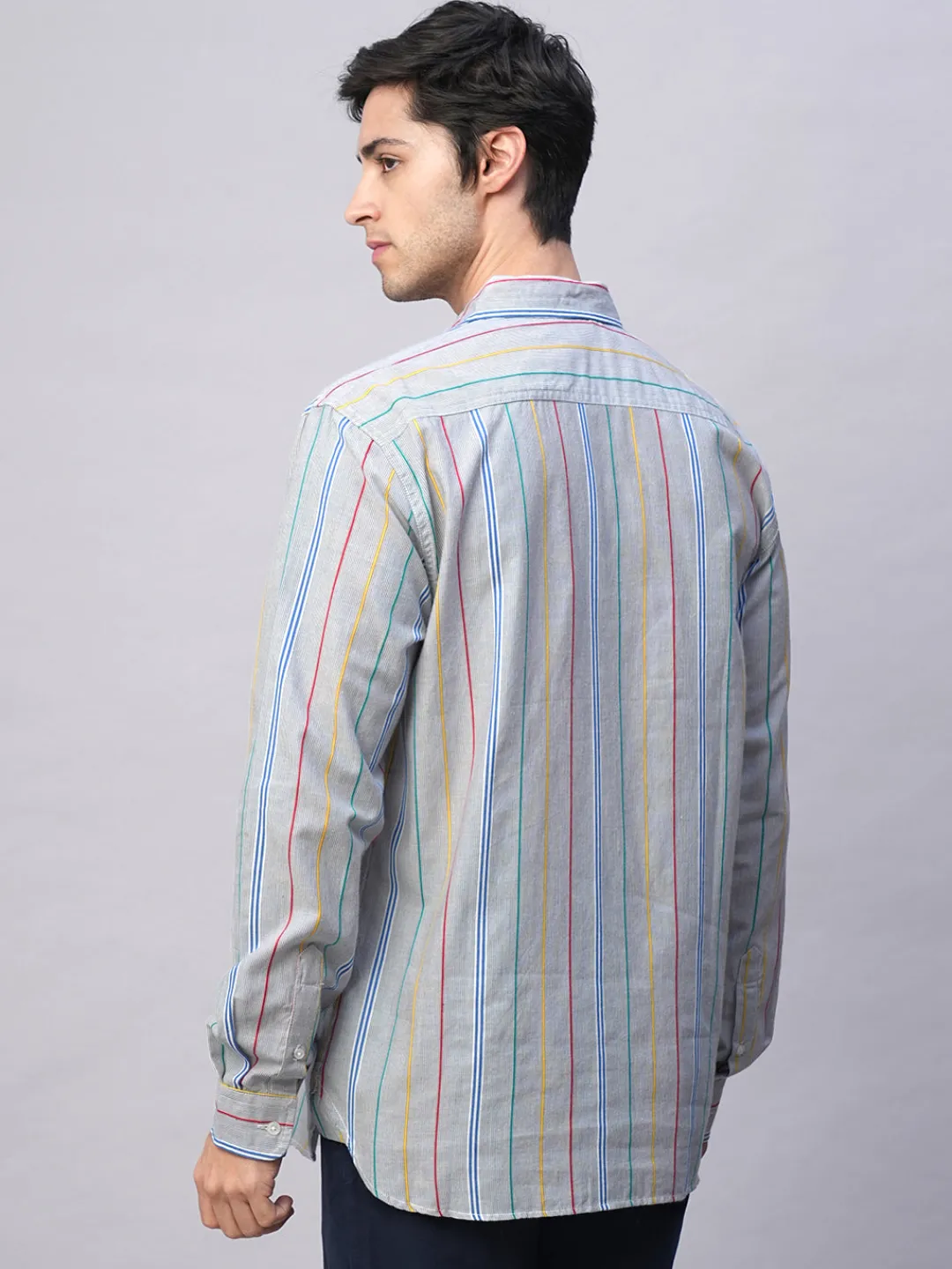 Women Cottonworld Striped | Striped^Men's 100% Cotton Regular Fit 2 Pocket Stripe Summer Shirt