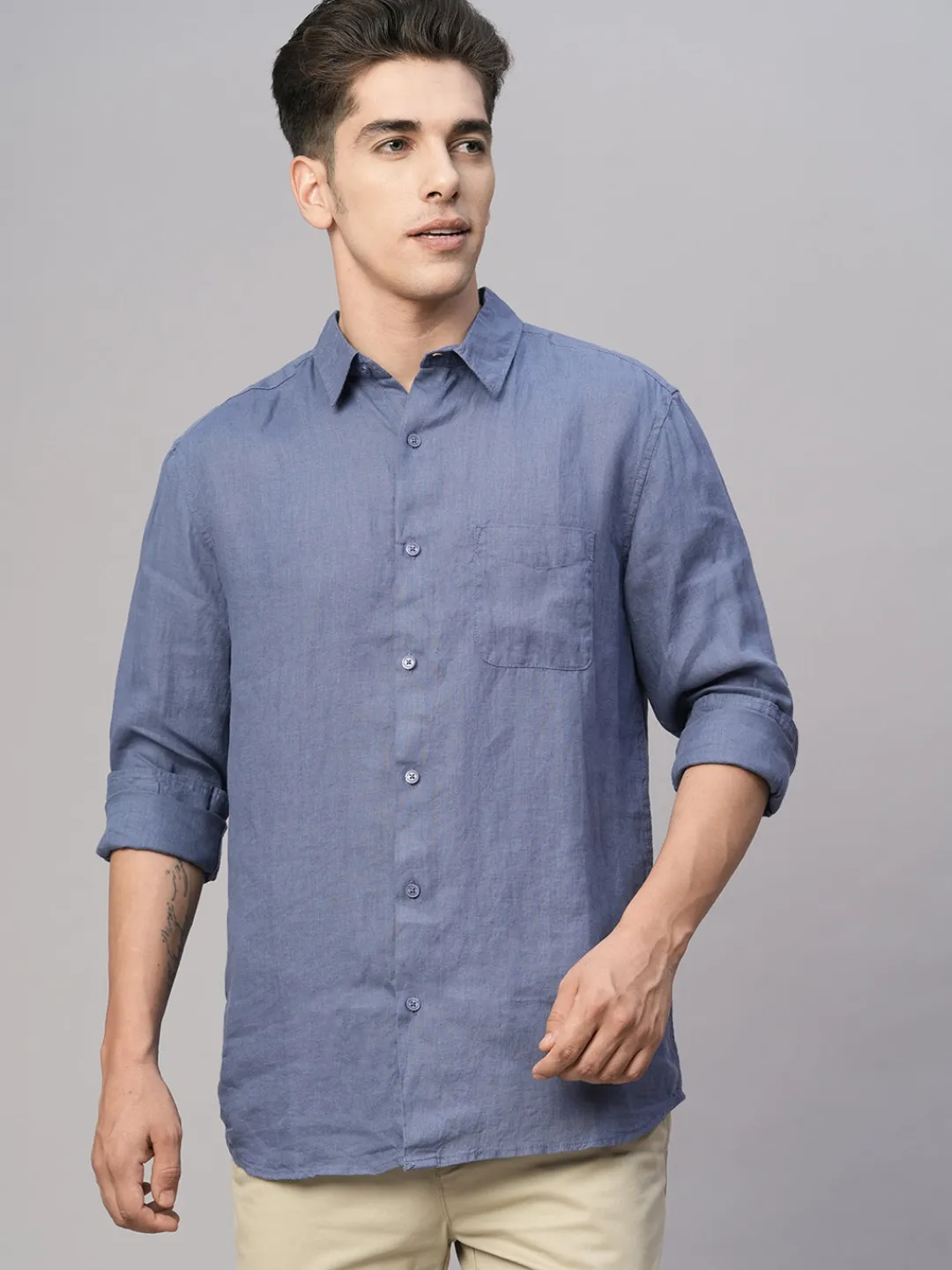 Women Cottonworld 100% Linen Shirts | 100% Linen Shirts^Men's 100% Linen Regular Fit Shirt