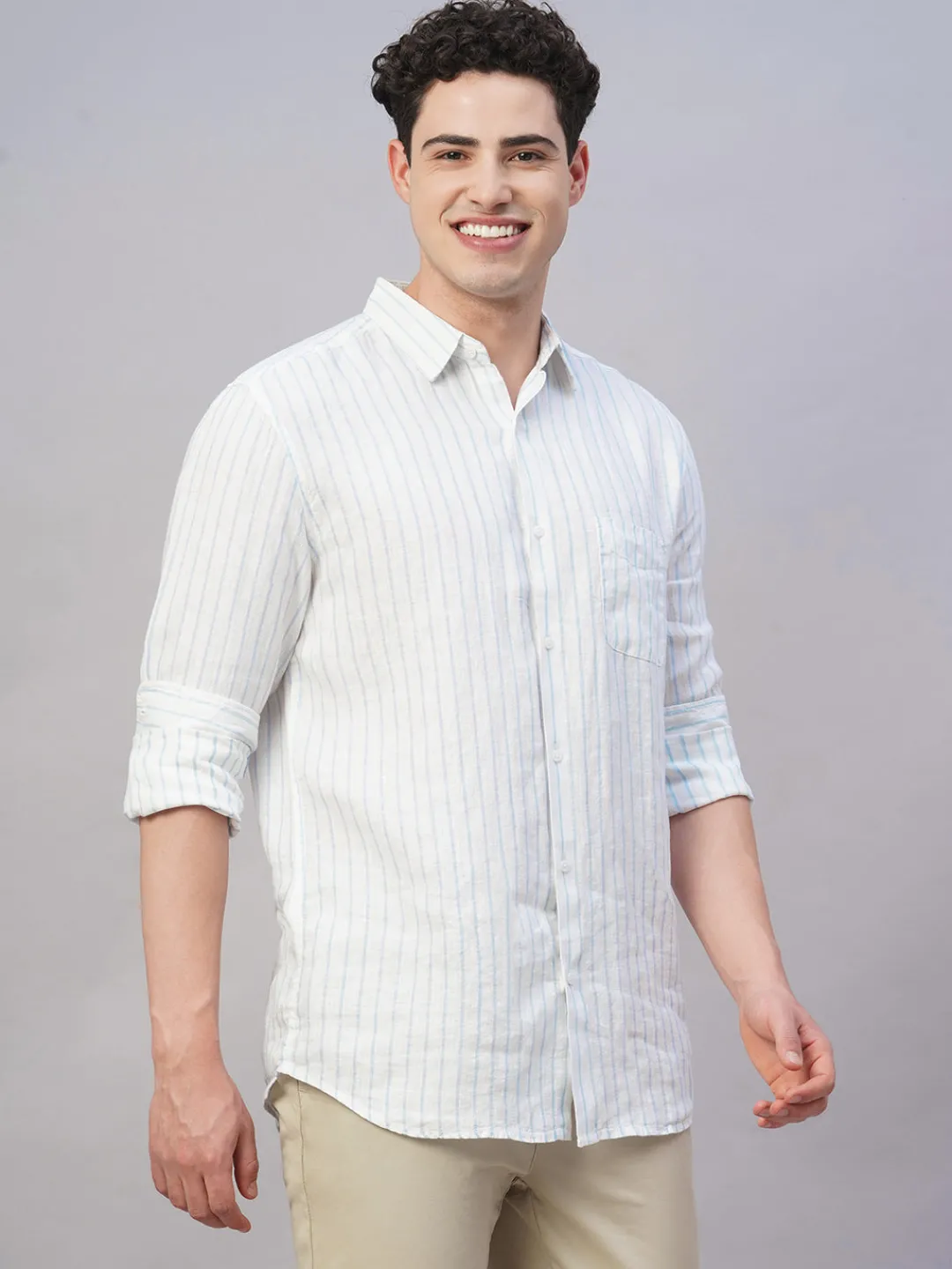 Women Cottonworld 100% Linen Shirts | 100% Linen Shirts^Men's 100% Linen Regular Fit Shirt
