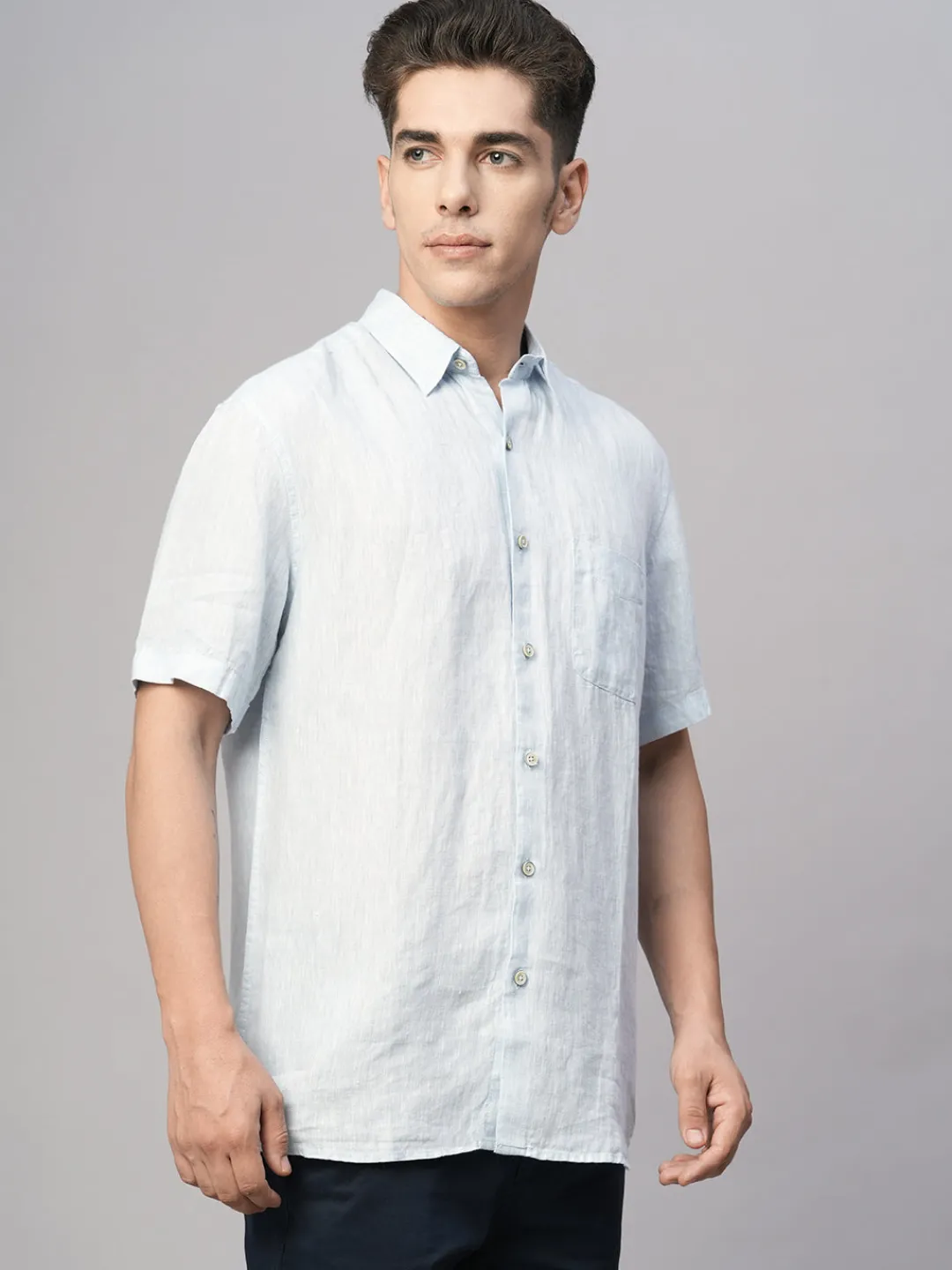 Women Cottonworld 100% Linen Shirts | 100% Linen Shirts^Men's 100% Linen Regular Fit Shirt
