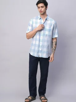 Women Cottonworld Checkered | Checkered^Men's Cotton Lycra Regular Fit Shirt
