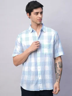Women Cottonworld Checkered | Checkered^Men's Cotton Lycra Regular Fit Shirt