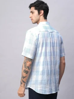 Women Cottonworld Checkered | Checkered^Men's Cotton Lycra Regular Fit Shirt