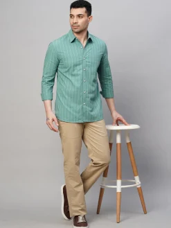 Women Cottonworld Striped | Striped^Men's Cotton Regular Fit Striped Shirt