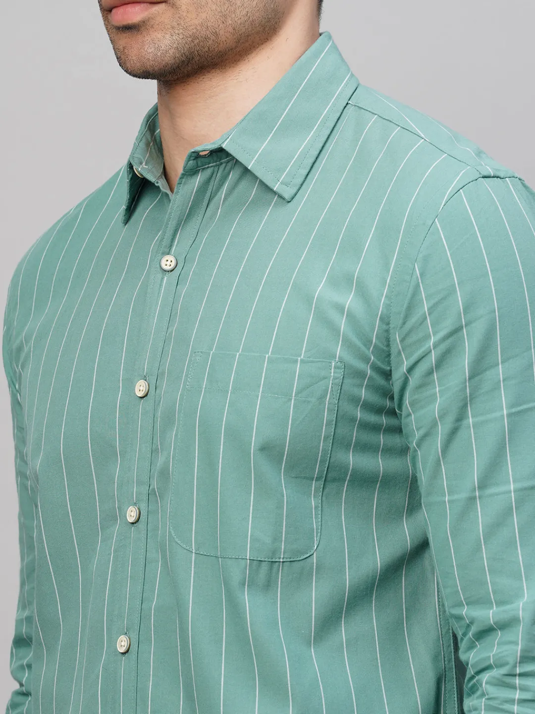Women Cottonworld Striped | Striped^Men's Cotton Regular Fit Striped Shirt