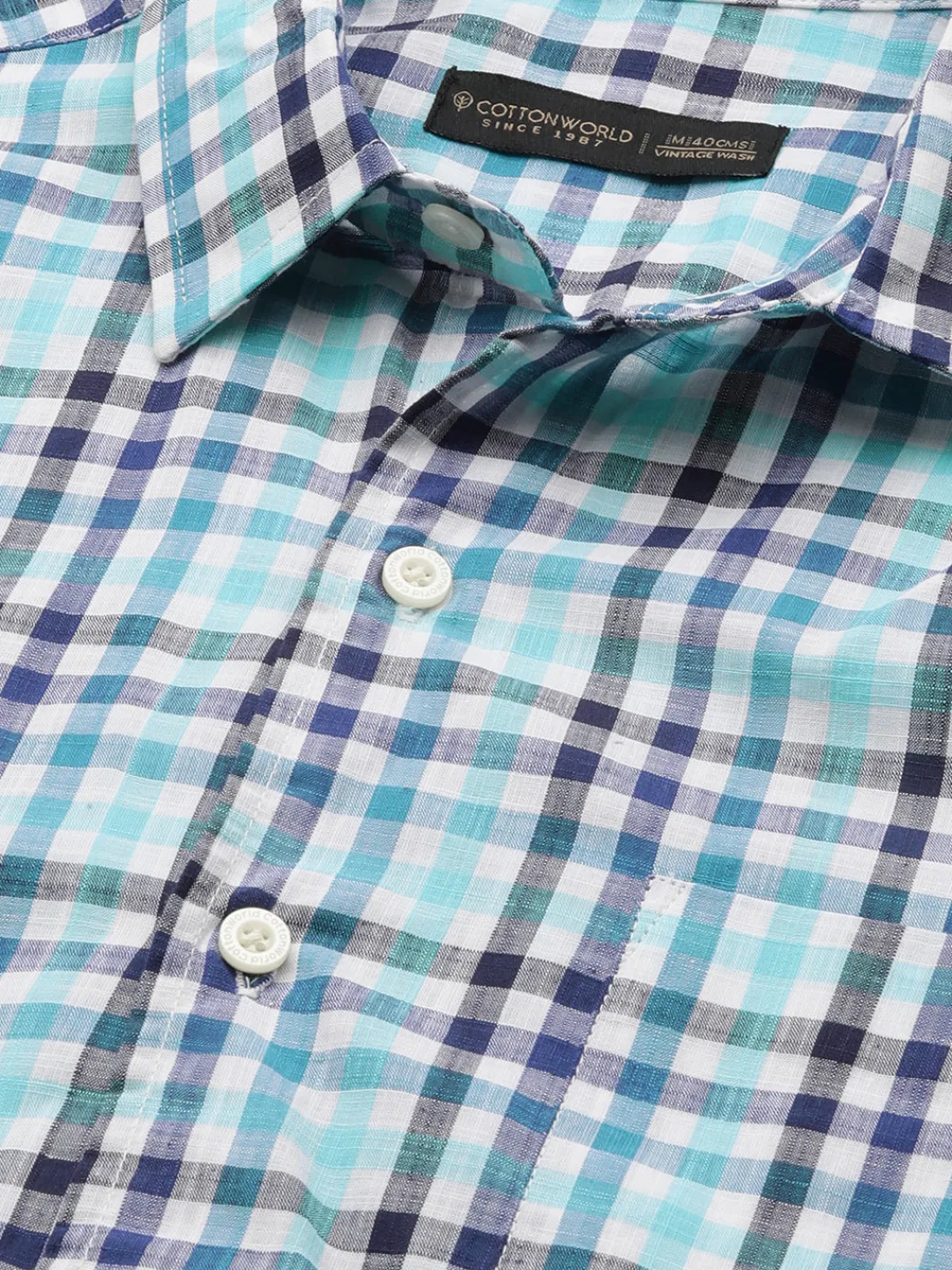 Women Cottonworld Checkered | Checkered^Men's Cotton Regular Fit Checked Shirt