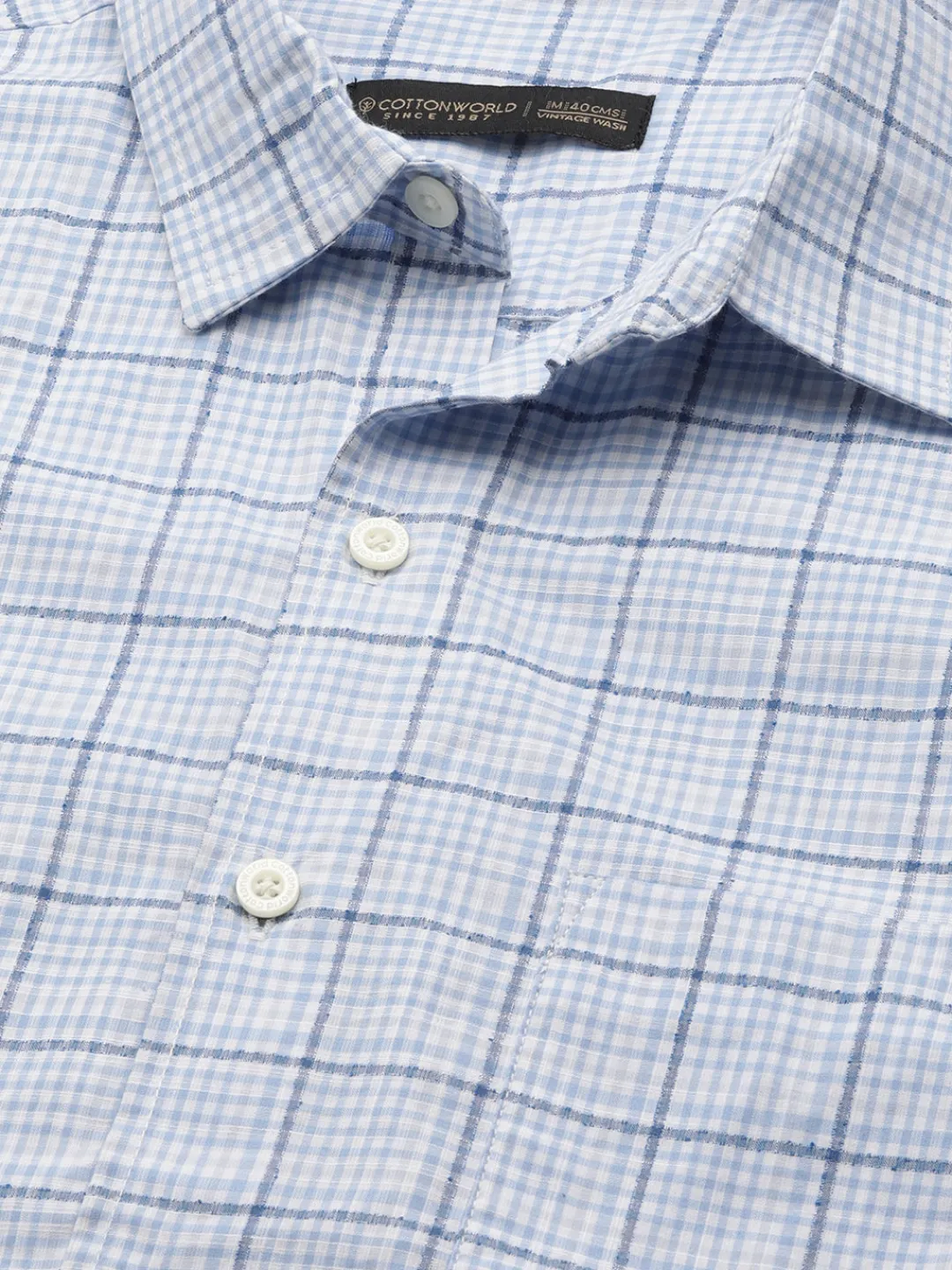 Women Cottonworld Checkered | Checkered^Men's Cotton Regular Fit Checked Shirt