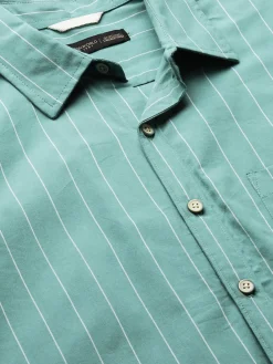 Women Cottonworld Striped | Striped^Men's Cotton Regular Fit Striped Shirt