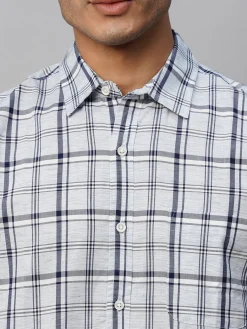 Women Cottonworld Shirts | Shirts^Men's Linen Cotton Lyocell Regular Fit Checked Shirt