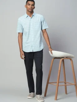 Women Cottonworld Shirts | Shirts^Men's Linen Cotton Regular Fit Checked Shirt