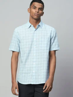 Women Cottonworld Shirts | Shirts^Men's Linen Cotton Regular Fit Checked Shirt