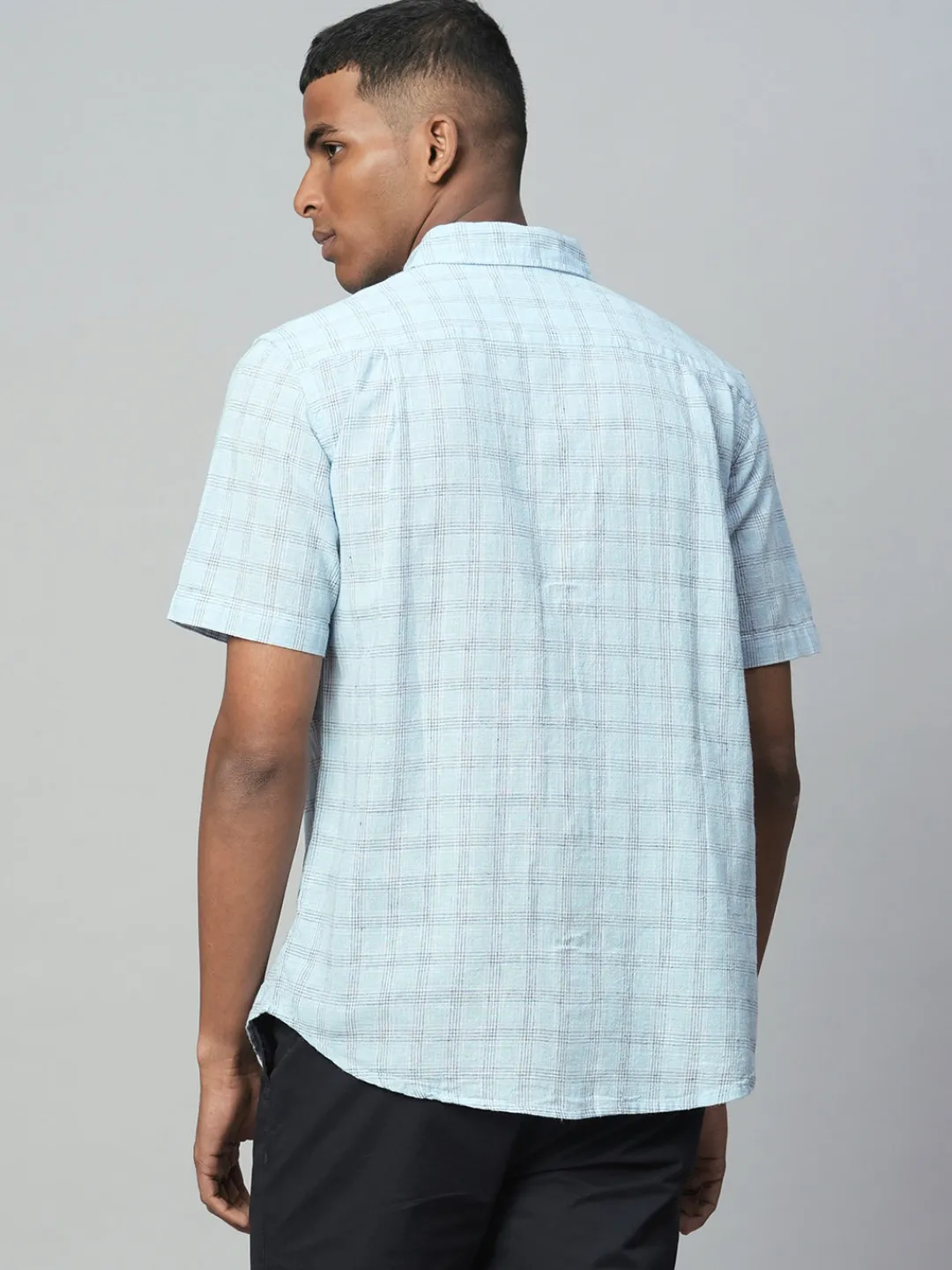 Women Cottonworld Shirts | Shirts^Men's Linen Cotton Regular Fit Checked Shirt