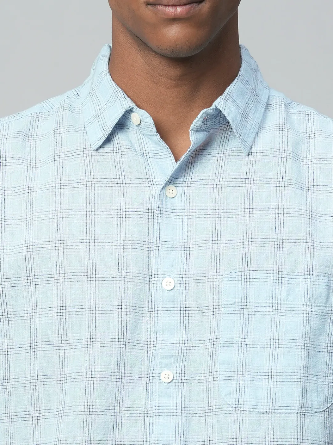Women Cottonworld Shirts | Shirts^Men's Linen Cotton Regular Fit Checked Shirt