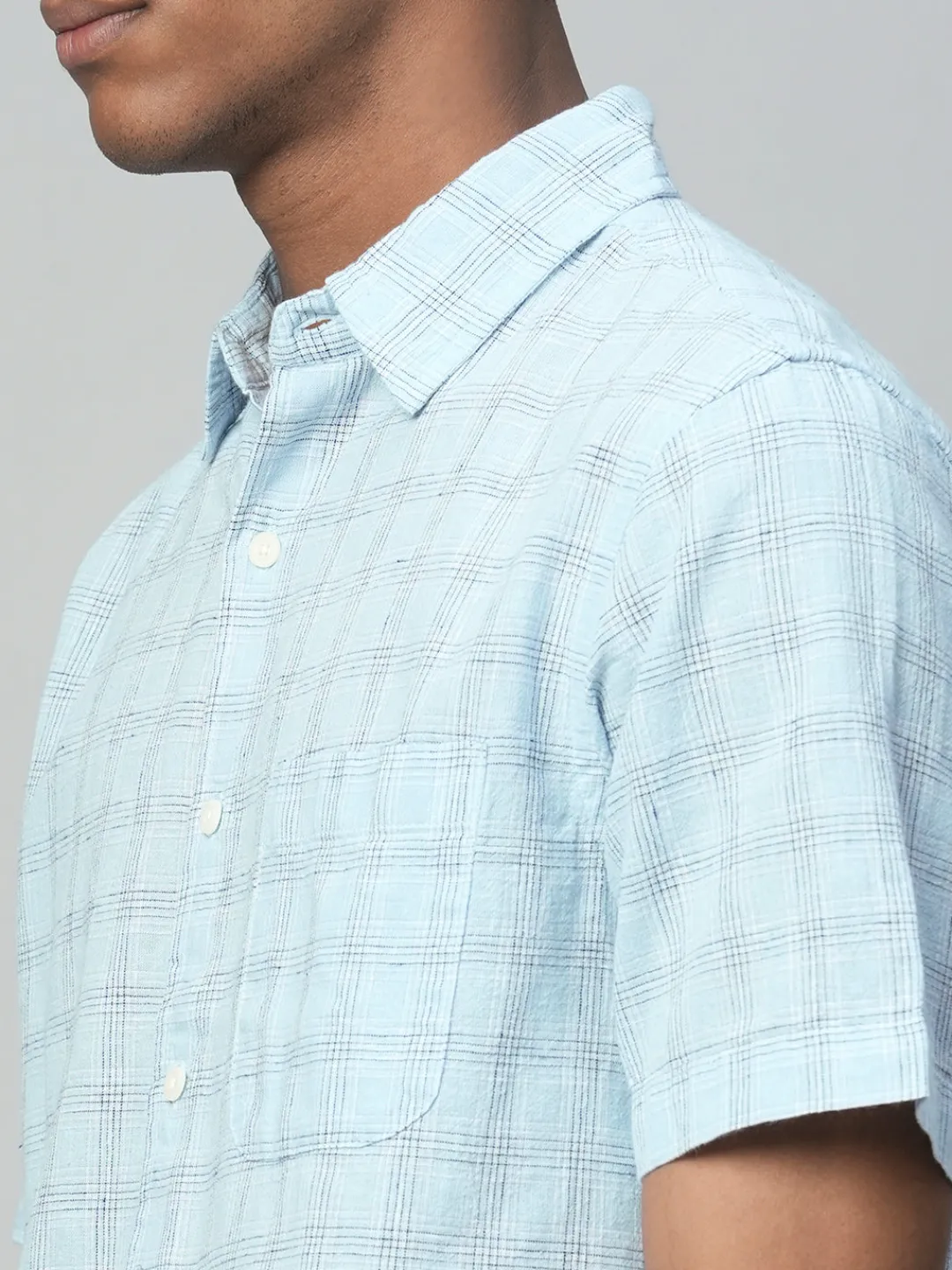 Women Cottonworld Shirts | Shirts^Men's Linen Cotton Regular Fit Checked Shirt