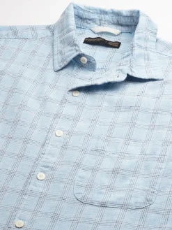 Women Cottonworld Shirts | Shirts^Men's Linen Cotton Regular Fit Checked Shirt