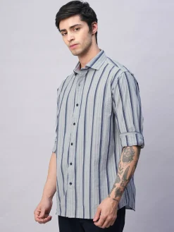 Women Cottonworld Striped | Striped^Men's Stripe Seersucker Slim Fit Shirt