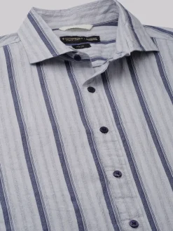Women Cottonworld Striped | Striped^Men's Stripe Seersucker Slim Fit Shirt