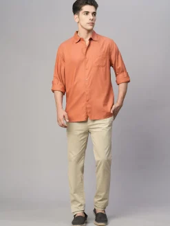 Women Cottonworld Solid | Solid^Men's Cotton Modal Loose Fit Shirt