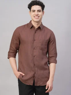 Women Cottonworld 100% Linen Shirts | 100% Linen Shirts^Men's 100% Linen Regular Fit Shirt