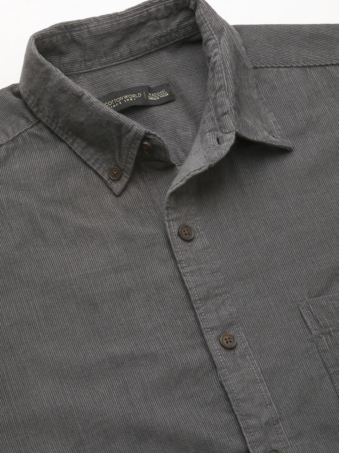 Women Cottonworld Solid | Solid^Men's Corduroy 100% Cotton Regular Fit Long Sleeved Shirt
