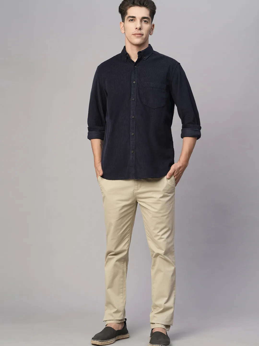 Women Cottonworld Solid | Solid^Men's Corduroy 100% Cotton Regular Fit Long Sleeved Shirt