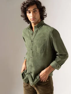 Women Cottonworld Solid | Solid^Men's Corduroy 100% Cotton Regular Fit Long Sleeved Shirt