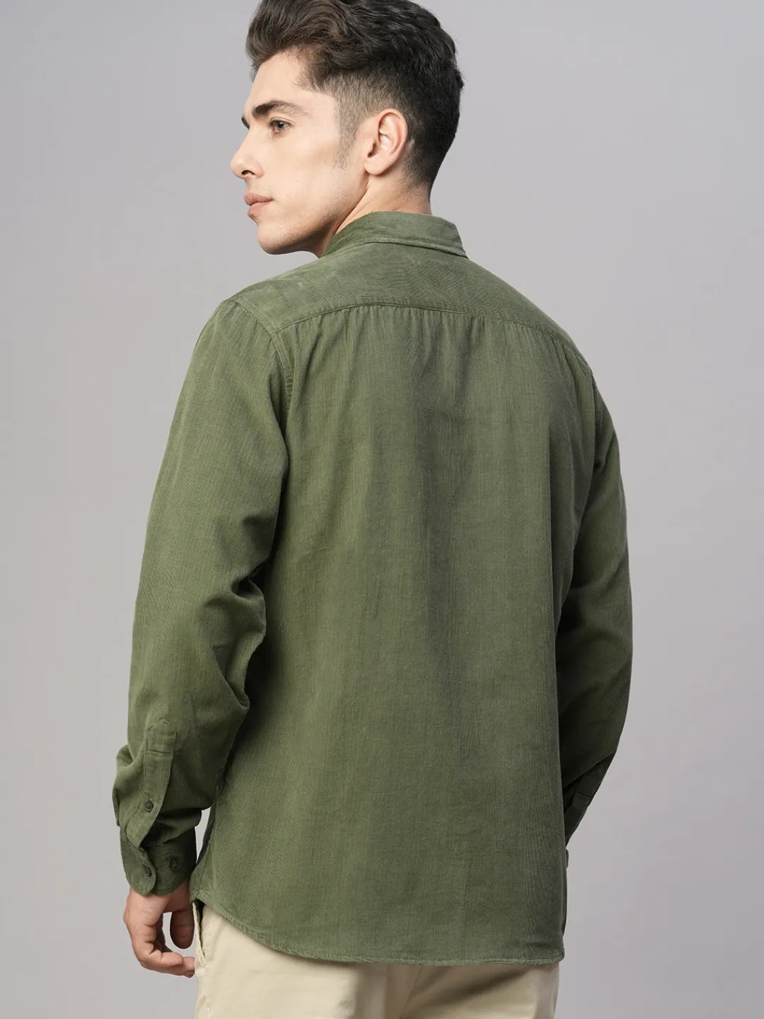 Women Cottonworld Solid | Solid^Men's Corduroy 100% Cotton Regular Fit Long Sleeved Shirt