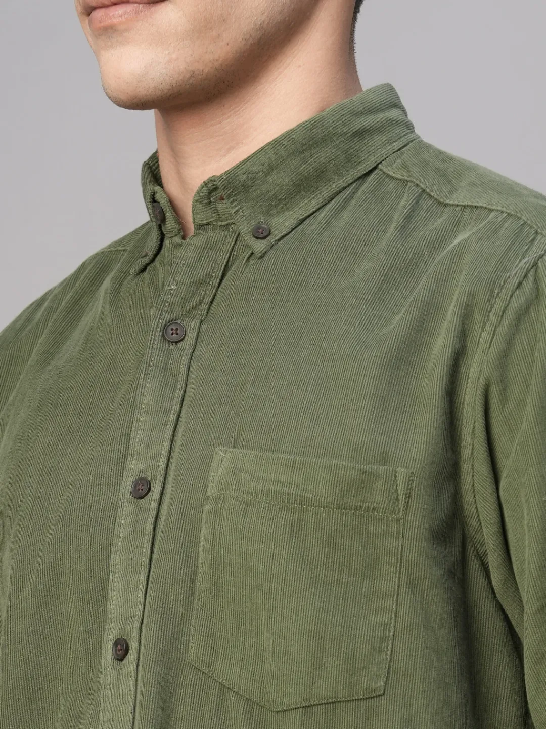Women Cottonworld Solid | Solid^Men's Corduroy 100% Cotton Regular Fit Long Sleeved Shirt