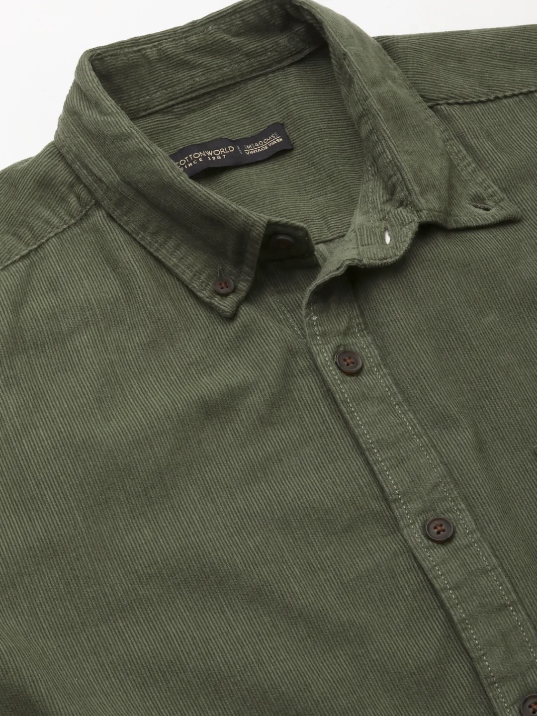 Women Cottonworld Solid | Solid^Men's Corduroy 100% Cotton Regular Fit Long Sleeved Shirt