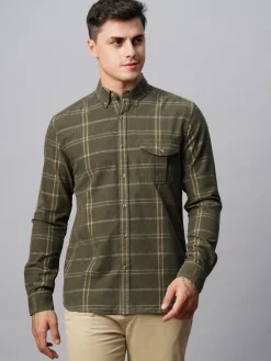 Women Cottonworld Corduroy | Corduroy^Men's Corduroy 100% Cotton Regular Fit Checked Shirt
