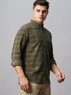 Women Cottonworld Corduroy | Corduroy^Men's Corduroy 100% Cotton Regular Fit Checked Shirt