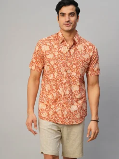 Women Cottonworld Print | Print^Men's Cotton Hand Block Printed Regular Fit Shirt